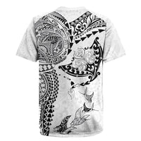 Hawaiian Manta Ray Tribal Rugby Jersey Polynesian Art Motifs White Color