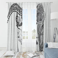 Hawaiian Manta Ray Tribal Window Curtain Polynesian Art Motifs White Color