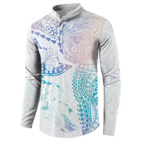 Hawaiian Manta Ray Tribal Button Sweatshirt Polynesian Art Motifs Sweet Pastel