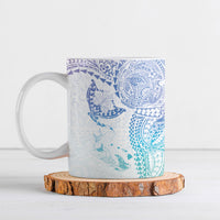 Hawaiian Manta Ray Tribal Ceramic Mug Polynesian Art Motifs Sweet Pastel