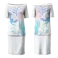 Hawaiian Manta Ray Tribal Couples Matching Puletasi and Hawaiian Shirt Polynesian Art Motifs Sweet Pastel LT03 - Polynesian Pride