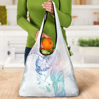 Hawaiian Manta Ray Tribal Grocery Bag Polynesian Art Motifs Sweet Pastel