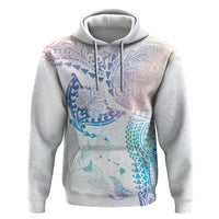Hawaiian Manta Ray Tribal Hoodie Polynesian Art Motifs Sweet Pastel