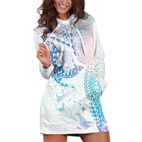 Hawaiian Manta Ray Tribal Hoodie Dress Polynesian Art Motifs Sweet Pastel LT03 Multicolor - Polynesian Pride
