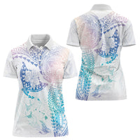 Hawaiian Manta Ray Tribal Women Polo Shirt Polynesian Art Motifs Sweet Pastel LT03 - Polynesian Pride