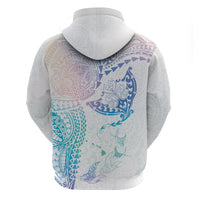 Hawaiian Manta Ray Tribal Zip Hoodie Polynesian Art Motifs Sweet Pastel