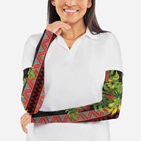 Maori Tukutuku Arm Sleeves with Ferns Pohutukawa and Kowhai Tribal Moko Patterns