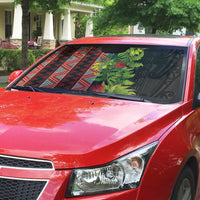 Maori Tukutuku Auto Sun Shade with Ferns Pohutukawa and Kowhai Tribal Moko Patterns