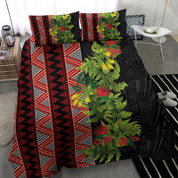 Maori Tukutuku Bedding Set with Ferns Pohutukawa and Kowhai Tribal Moko Patterns