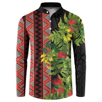 Maori Tukutuku Button Sweatshirt with Ferns Pohutukawa and Kowhai Tribal Moko Patterns