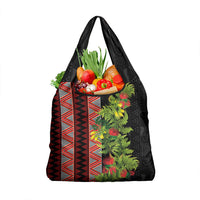 Maori Tukutuku Grocery Bag with Ferns Pohutukawa and Kowhai Tribal Moko Patterns