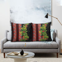 Maori Tukutuku Pillow Cover with Ferns Pohutukawa and Kowhai Tribal Moko Patterns