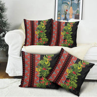 Maori Tukutuku Pillow Cover with Ferns Pohutukawa and Kowhai Tribal Moko Patterns