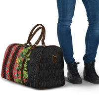 Maori Tukutuku Travel Bag with Ferns Pohutukawa and Kowhai Tribal Moko Patterns