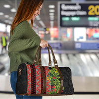Maori Tukutuku Travel Bag with Ferns Pohutukawa and Kowhai Tribal Moko Patterns
