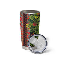Maori Tukutuku Tumbler Cup with Ferns Pohutukawa and Kowhai Tribal Moko Patterns