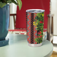 Maori Tukutuku Tumbler Cup with Ferns Pohutukawa and Kowhai Tribal Moko Patterns