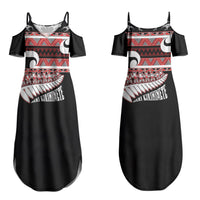 New Zealand Christmas Couples Matching Summer Maxi Dress and Long Sleeve Button Shirt Funny Santa Claus Haka Dance with Tukutuku