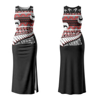 New Zealand Christmas Couples Matching Tank Maxi Dress and Long Sleeve Button Shirt Funny Santa Claus Haka Dance with Tukutuku