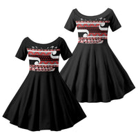 New Zealand Christmas Family Matching Off Shoulder Maxi Dress and Hawaiian Shirt Funny Santa Claus Haka Dance with Tukutuku