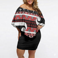 New Zealand Christmas Off Shoulder Short Dress Funny Santa Claus Haka Dance with Tukutuku