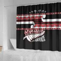 New Zealand Christmas Shower Curtain Funny Santa Claus Haka Dance with Tukutuku