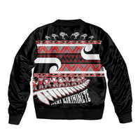 New Zealand Christmas Sleeve Zip Bomber Jacket Funny Santa Claus Haka Dance with Tukutuku