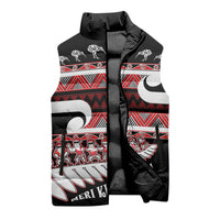 New Zealand Christmas Sleeveless Puffer Jacket Funny Santa Claus Haka Dance with Tukutuku