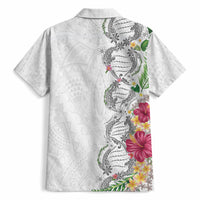 Hawaii DNA Kakau Tattoo Hawaiian Shirt with Plumeria and Hibiscus Tropical Plants White Color LT03 - Polynesian Pride