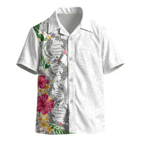 Hawaii DNA Kakau Tattoo Kid Hawaiian Shirt with Plumeria and Hibiscus Tropical Plants White Color LT03 - Polynesian Pride
