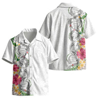 Hawaii DNA Kakau Tattoo Kid Hawaiian Shirt with Plumeria and Hibiscus Tropical Plants White Color LT03 - Polynesian Pride