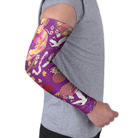 Hawaiian and Japanese Culture Together Arm Sleeves Kakau Tribal Pattern and Irezumi Art Purple Color