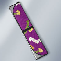 Hawaiian and Japanese Culture Together Auto Sun Shade Kakau Tribal Pattern and Irezumi Art Purple Color