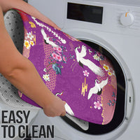 Hawaiian and Japanese Culture Together Bathroom Set Kakau Tribal Pattern and Irezumi Art Purple Color