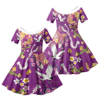 Hawaiian and Japanese Culture Together Family Matching Mermaid Dress and Hawaiian Shirt Kakau Tribal Pattern and Irezumi Art Purple Color