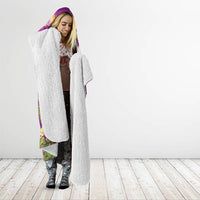 Hawaiian and Japanese Culture Together Hooded Blanket Kakau Tribal Pattern and Irezumi Art Purple Color