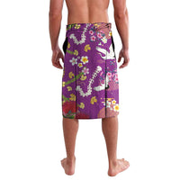 Hawaiian and Japanese Culture Together Lavalava Kakau Tribal Pattern and Irezumi Art Purple Color