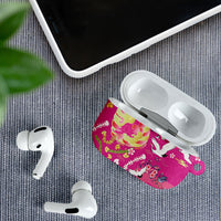 Hawaiian and Japanese Culture Together AirPods Case Kakau Tribal Pattern and Irezumi Art Pink Color