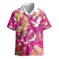Hawaiian and Japanese Culture Together Kid Hawaiian Shirt Kakau Tribal Pattern and Irezumi Art Pink Color