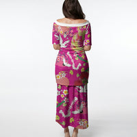 Hawaiian and Japanese Culture Together Puletasi Kakau Tribal Pattern and Irezumi Art Pink Color LT03 - Polynesian Pride