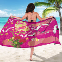 Hawaiian and Japanese Culture Together Sarong Kakau Tribal Pattern and Irezumi Art Pink Color
