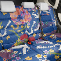 Hawaiian and Japanese Culture Together Back Car Seat Cover Kakau Tribal Pattern and Irezumi Art Blue Color