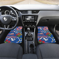 Hawaiian and Japanese Culture Together Car Mats Kakau Tribal Pattern and Irezumi Art Blue Color
