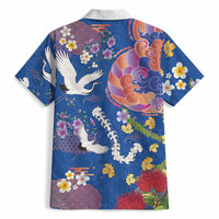 Hawaiian and Japanese Culture Together Hawaiian Shirt Kakau Tribal Pattern and Irezumi Art Blue Color LT03 - Polynesian Pride