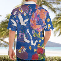 Hawaiian and Japanese Culture Together Hawaiian Shirt Kakau Tribal Pattern and Irezumi Art Blue Color LT03 - Polynesian Pride