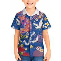 Hawaiian and Japanese Culture Together Hawaiian Shirt Kakau Tribal Pattern and Irezumi Art Blue Color LT03 - Polynesian Pride