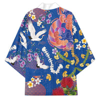 Hawaiian and Japanese Culture Together Kimono Kakau Tribal Pattern and Irezumi Art Blue Color