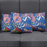 Hawaiian and Japanese Culture Together Pillow Cover Kakau Tribal Pattern and Irezumi Art Blue Color