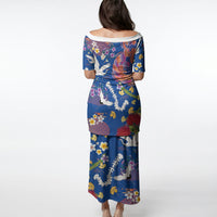 Hawaiian and Japanese Culture Together Puletasi Kakau Tribal Pattern and Irezumi Art Blue Color LT03 - Polynesian Pride