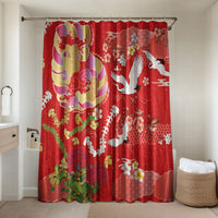Hawaiian and Japanese Culture Together Bathroom Set Kakau Tribal Pattern and Irezumi Art Red Color